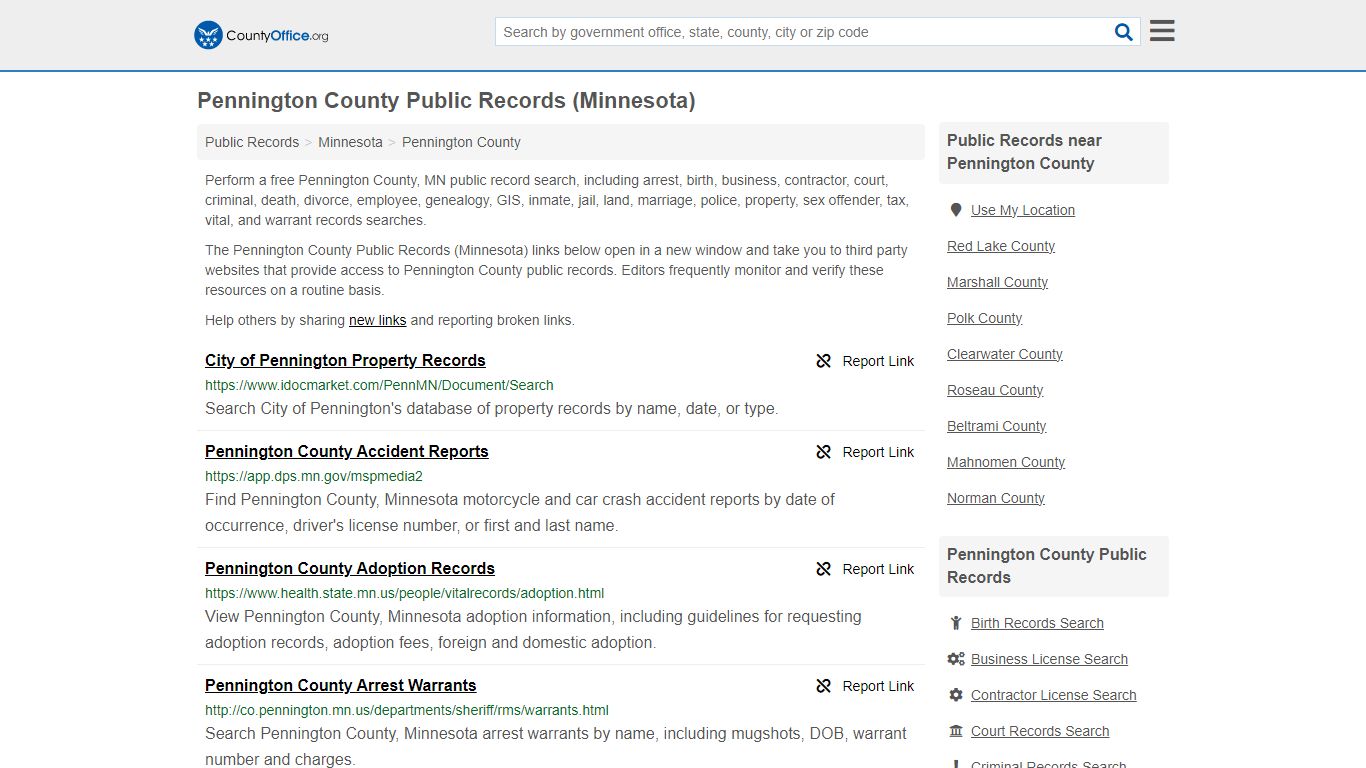 Public Records - Pennington County, MN (Business, Criminal, GIS ...