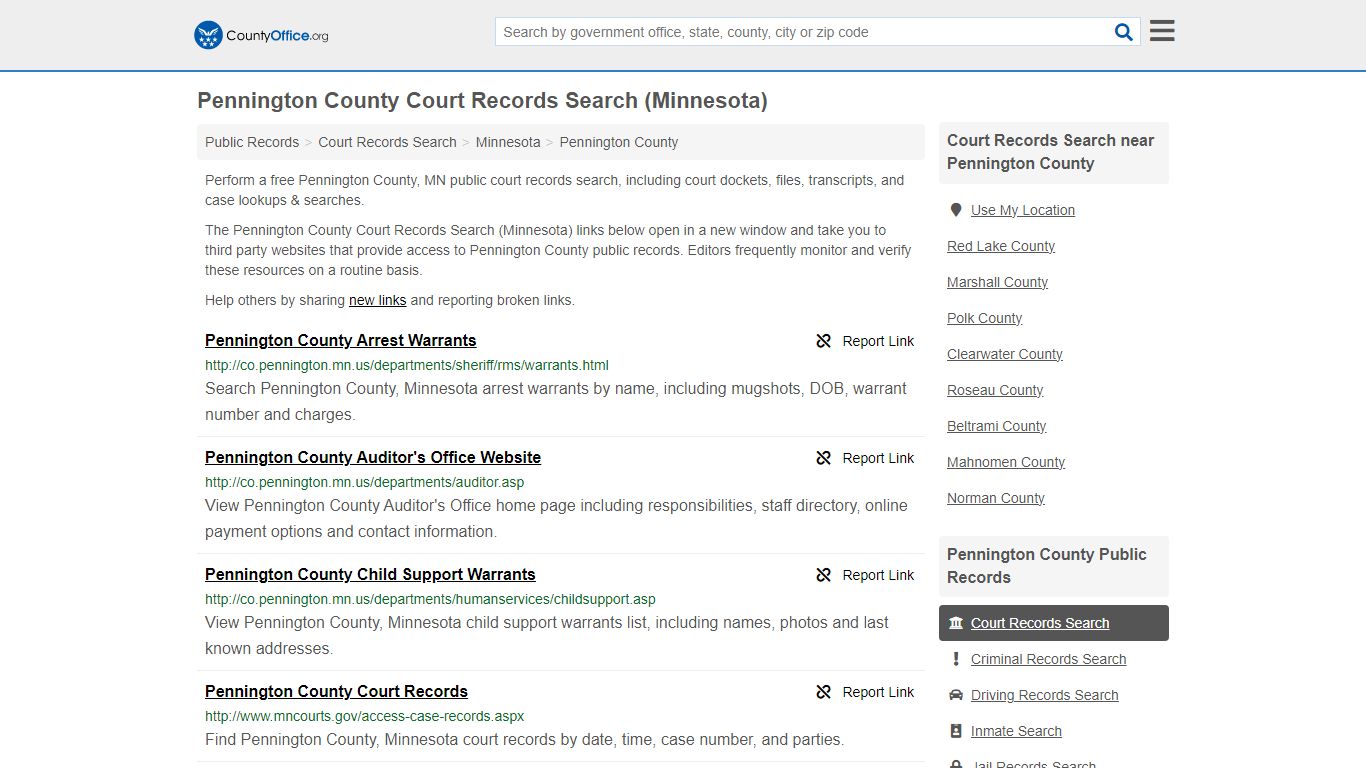 Pennington County Court Records Search (Minnesota) - County Office